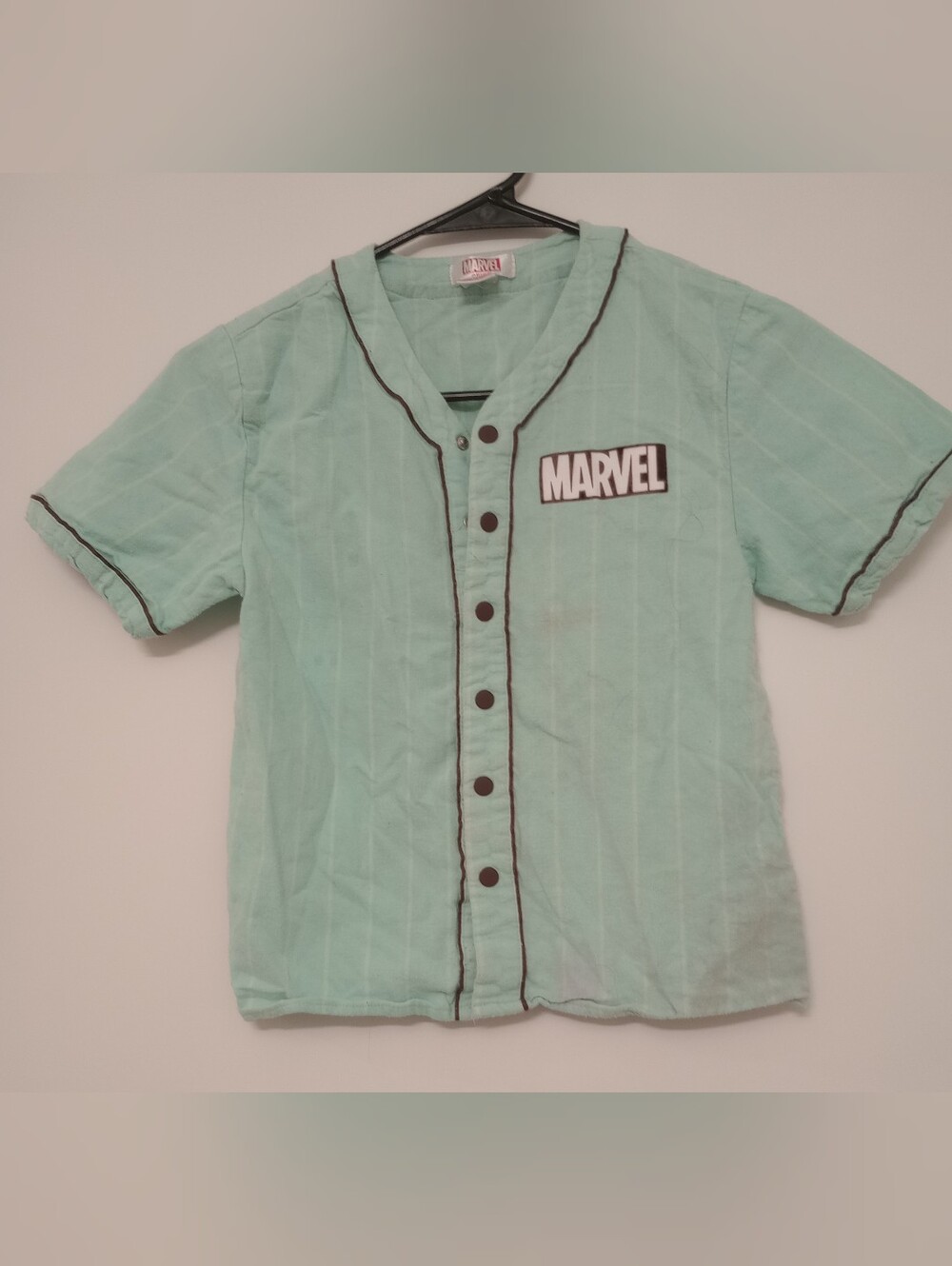 Marvel Kids Mint Green Button-Front Baseball Shirt